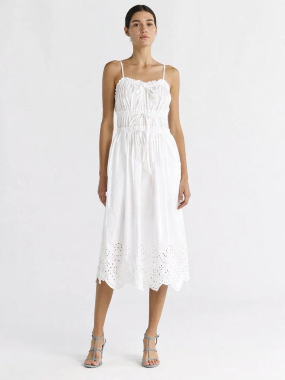 Free Assembly White Cotton Eyelet Midi Dress Size M (8-10) NWT